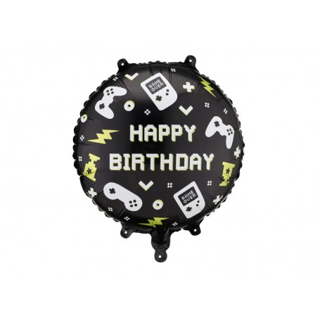 Balon foliowy pastylka Happy Birthday, Game, 35x35 cm