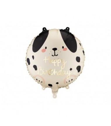 Balon foliowy pastylka Happy Birthday, Piesek, 35x35 cm