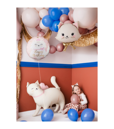 Balon foliowy pastylka Happy birthday, Kotek, 35x35 cm