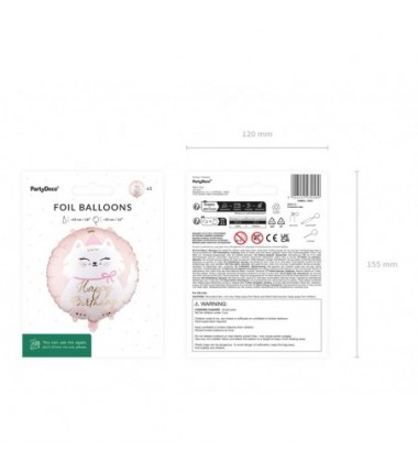 Balon foliowy pastylka Happy birthday, Kotek, 35x35 cm