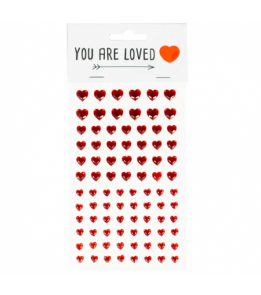 Serduszka kryształki samoprzylepne - 84 sztuki