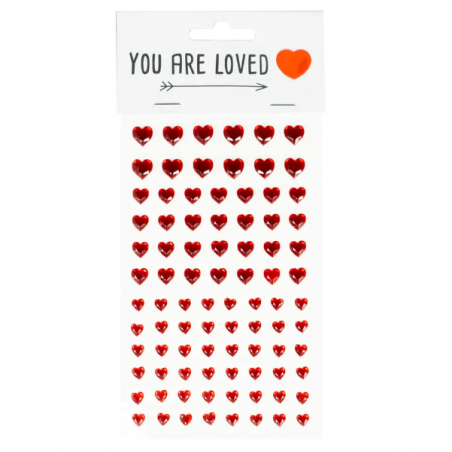 Serduszka kryształki samoprzylepne - 84 sztuki