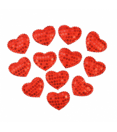 Cekinowe serca - naklejki - 12 sztuk
