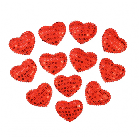 Cekinowe serca - naklejki - 12 sztuk