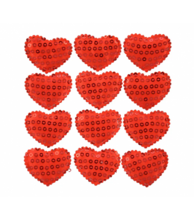 Cekinowe serca - naklejki - 12 sztuk