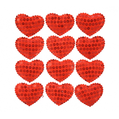 Cekinowe serca - naklejki - 12 sztuk