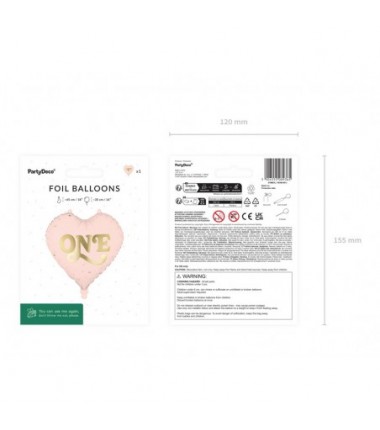 Balon foliowy Serce ''One'' 45 cm - jasny różowy