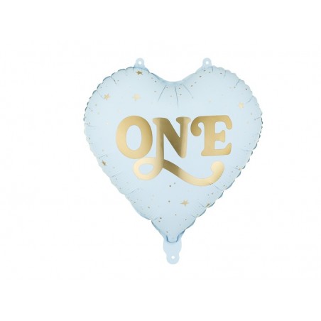 Balon foliowy Serce ''One'' 45 cm - jasny niebieski