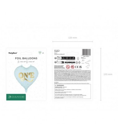 Balon foliowy Serce ''One'' 45 cm - jasny niebieski