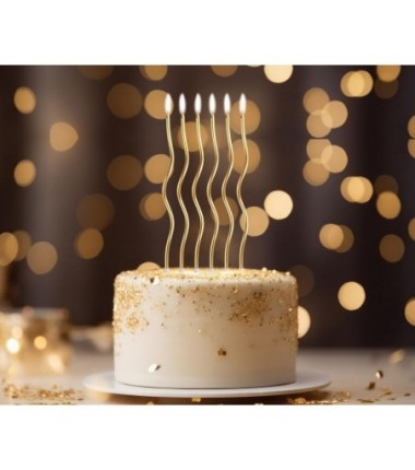 Świeczki zakręcone Świderki - metaliczne złote 16 cm - 6 sztuk