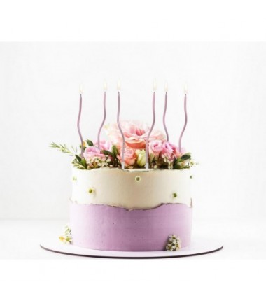 Świeczki zakręcone Świderki - metaliczne różowo-złote 16.5x0.25 cm - 6 sztuk