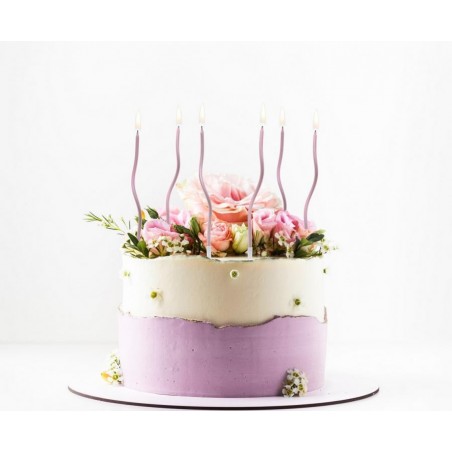 Świeczki zakręcone Świderki - metaliczne różowo-złote 16.5x0.25 cm - 6 sztuk