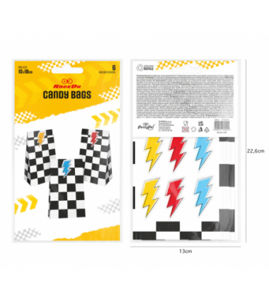 Torebki na cukierki Wyścigówki - 6 sztuk