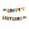 Baner Happy Birthday Wyścigówki 220x17cm