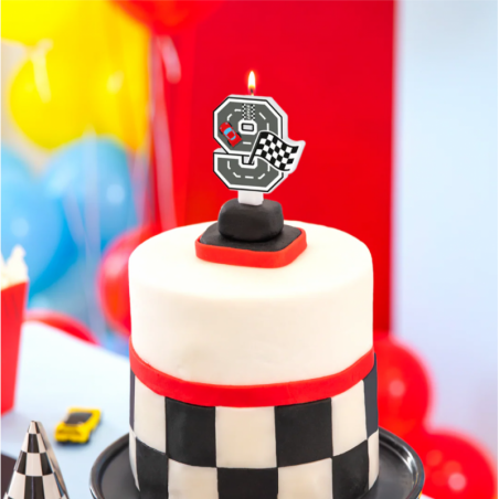 Świeczka na tort Wyścigówki cyfra 9