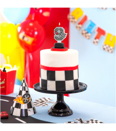 Świeczka na tort Wyścigówki cyfra 9