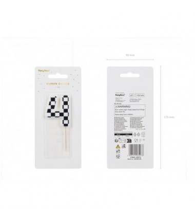 Świeczka urodzinowa Cyferka 4 - SZACHOWNICA - 5.5 cm