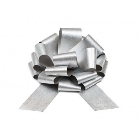 Kokarda dekoracyjna DIY, srebrny, 30 cm