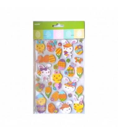 Brokatowe naklejki - wielkanocne wzory - kurczaki