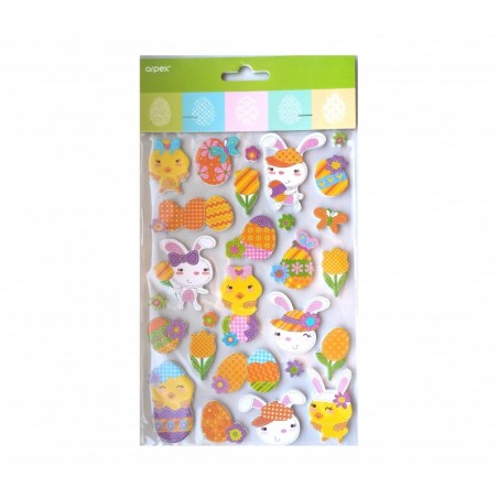 Brokatowe naklejki - wielkanocne wzory - kurczaki