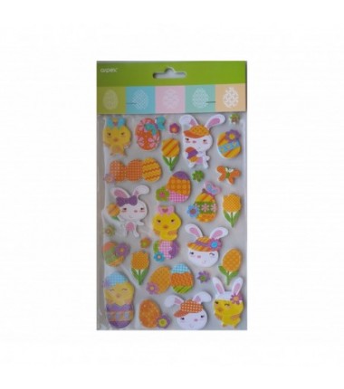 Brokatowe naklejki - wielkanocne wzory - kurczaki