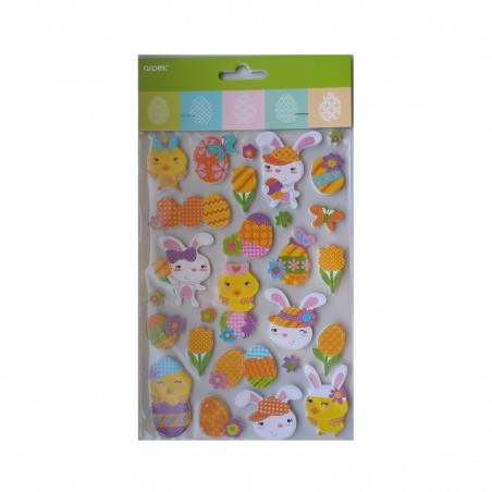 Brokatowe naklejki - wielkanocne wzory - kurczaki