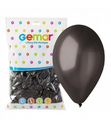 Balony metaliczne Gemar 30 cm - 12" - METALICZNE czarne GM110/65 - 100 sztuk