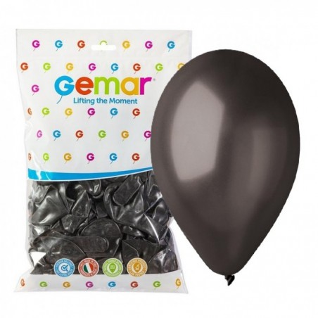 Balony metaliczne Gemar 30 cm - 12" - METALICZNE czarne GM110/65 - 100 sztuk