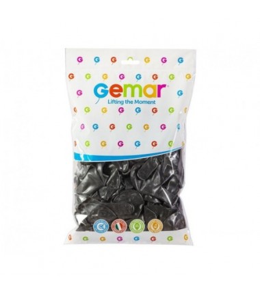 Balony metaliczne Gemar 30 cm - 12" - METALICZNE czarne GM110/65 - 100 sztuk