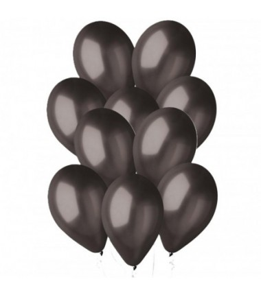 Balony metaliczne Gemar 30 cm - 12" - METALICZNE czarne GM110/65 - 50 sztuk