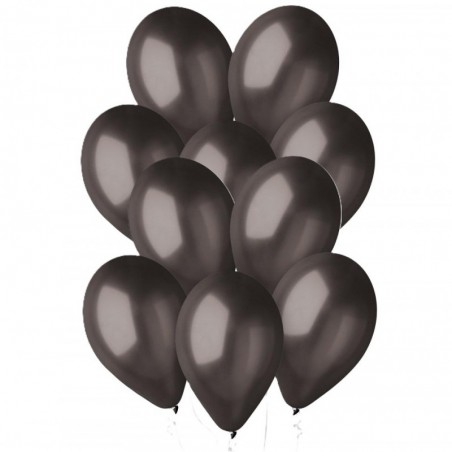 Balony metaliczne Gemar 30 cm - 12" - METALICZNE czarne GM110/65 - 10 sztuk
