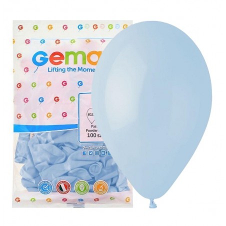 Balony Gemar 30 cm - 12" - pastelowe pudrowe błękitne Powder blue G110/108 - 100 sztuk