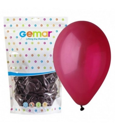 Balony Gemar 33 cm - 13" - pastelowe bordowe Burgundy G120/047 - 50 sztuk