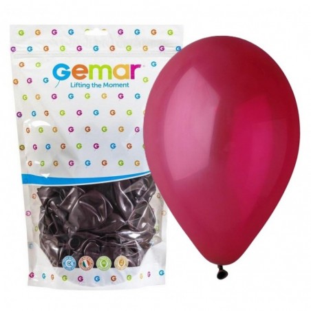 Balony Gemar 33 cm - 13" - pastelowe bordowe Burgundy G120/047 - 50 sztuk