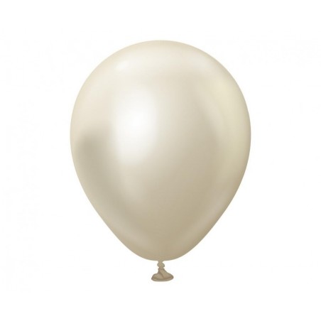 Balony Kalisan 13 cm - 5" - MIRROR White Gold - chromowane białe złoto - 100 sztuk