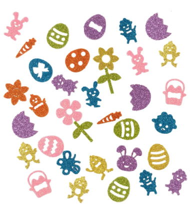 Brokatowe naklejki - wielkanocne kształty z pianki