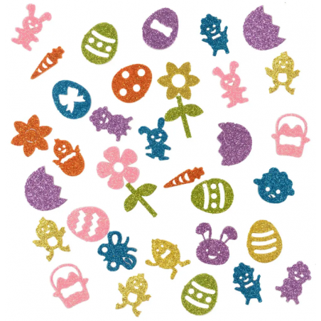 Brokatowe naklejki - wielkanocne kształty z pianki