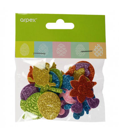 Brokatowe naklejki - wielkanocne kształty z pianki