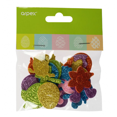 Brokatowe naklejki - wielkanocne kształty z pianki