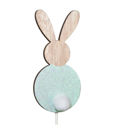 Drewniany zajączek na piku - miętowy