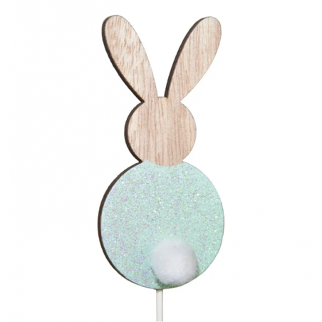 Drewniany zajączek na piku - miętowy