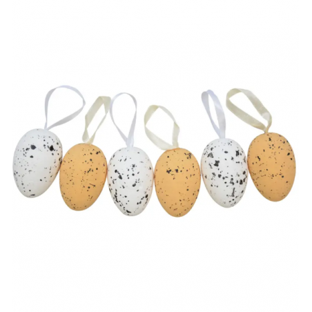 Jajka nakrapiane z zawieszkami - 6 sztuk
