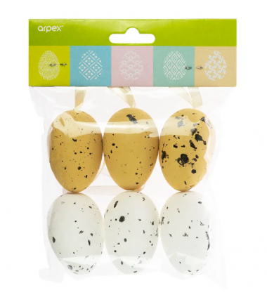Jajka nakrapiane z zawieszkami - 6 sztuk