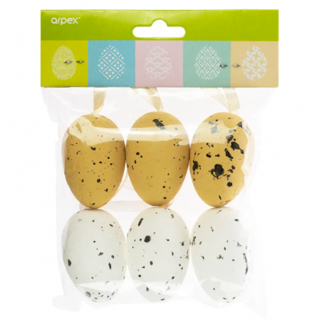 Jajka nakrapiane z zawieszkami - 6 sztuk