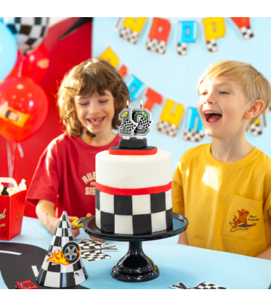Świeczka na tort Wyścigówki cyfra 0