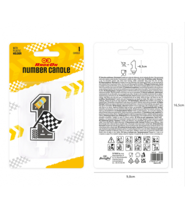 Świeczka na tort Wyścigówki cyfra 1