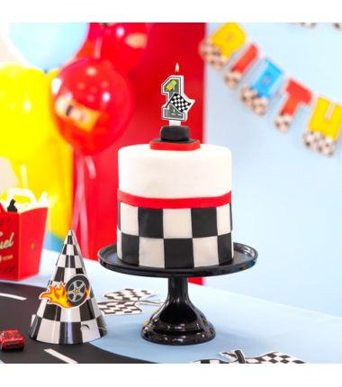 Świeczka na tort Wyścigówki cyfra 1