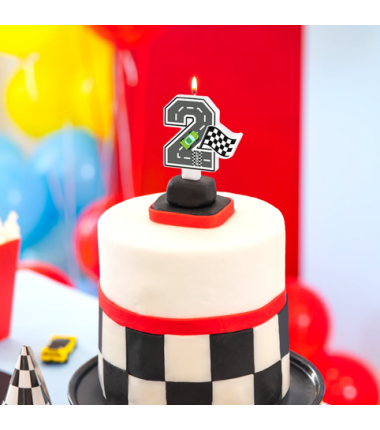Świeczka na tort Wyścigówki cyfra 2