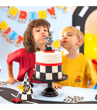 Świeczka na tort Wyścigówki cyfra 3