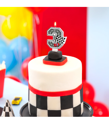 Świeczka na tort Wyścigówki cyfra 3